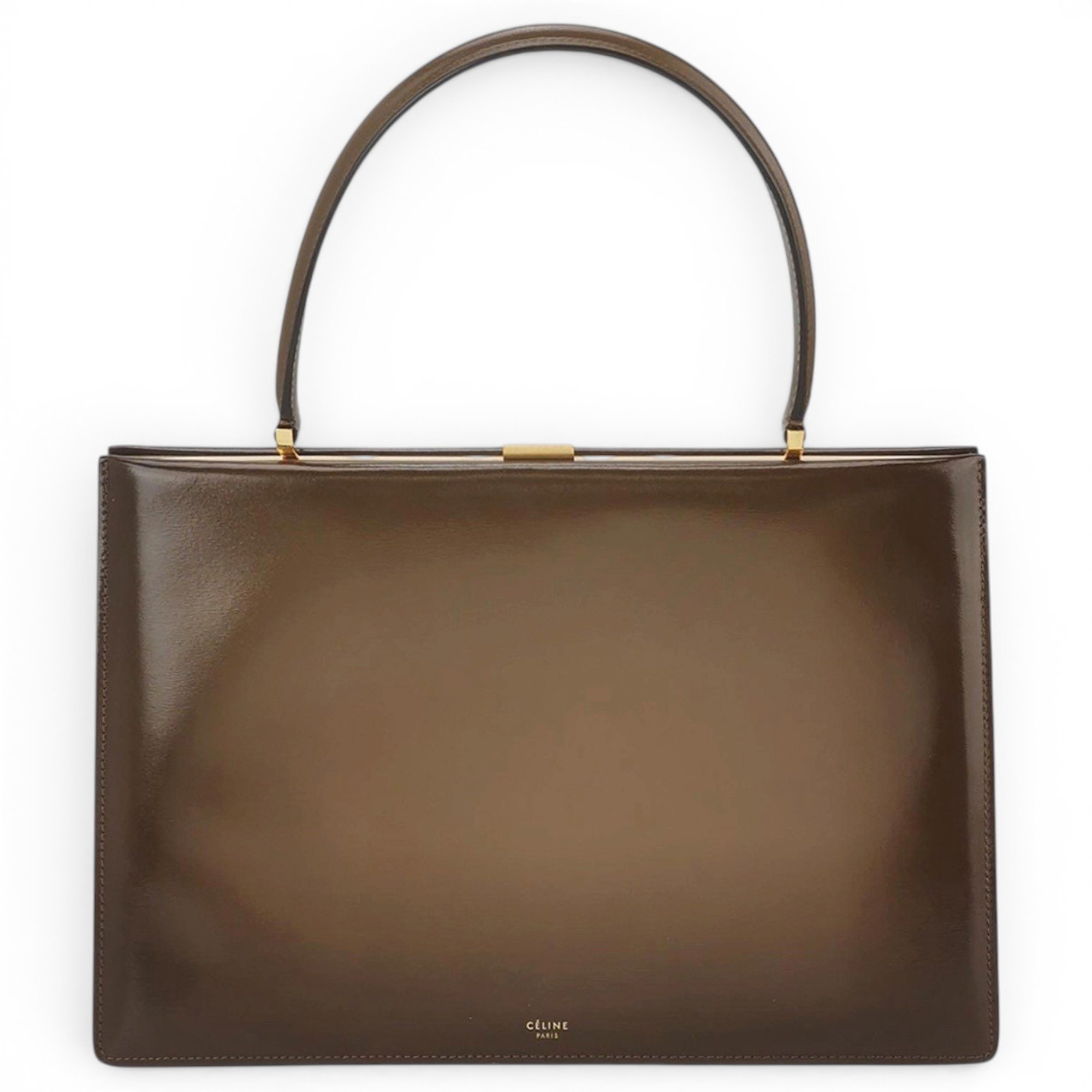 Clasp leather handbag