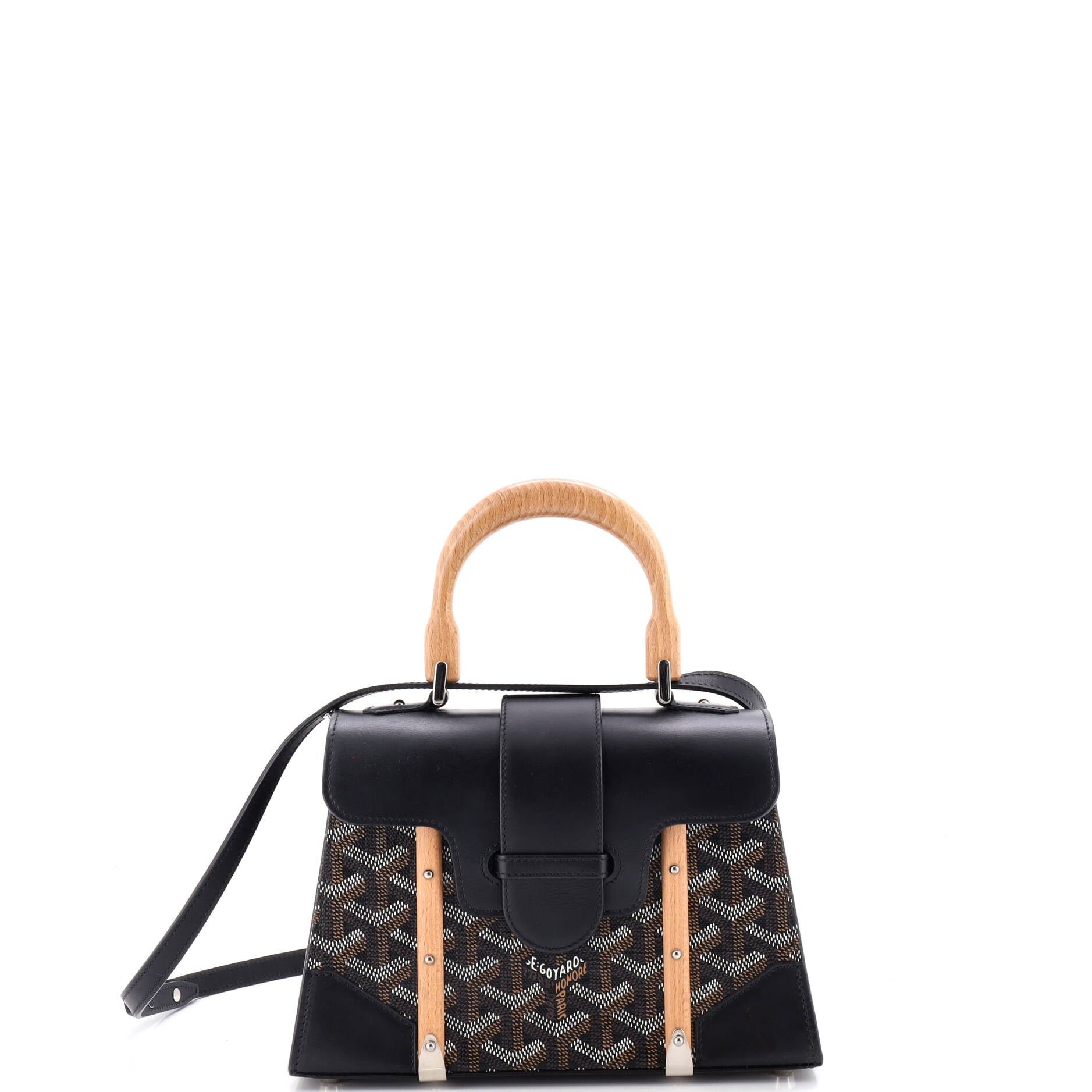 Structured Saigon Top Handle Bag Coated Canvas with Leather Mini