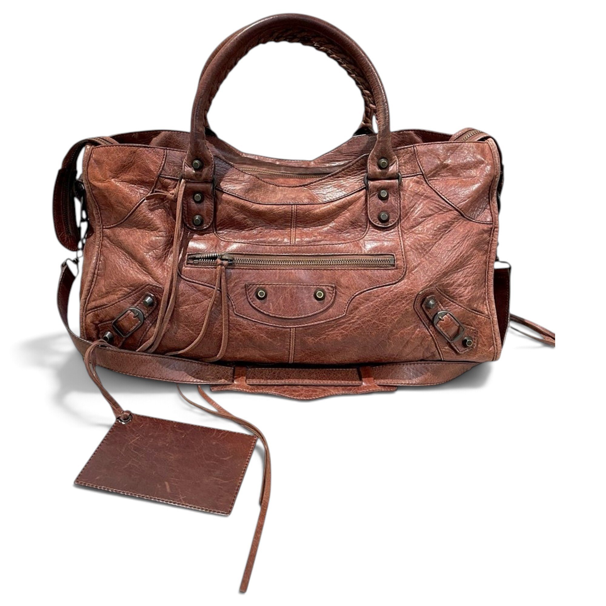 City leather handbag