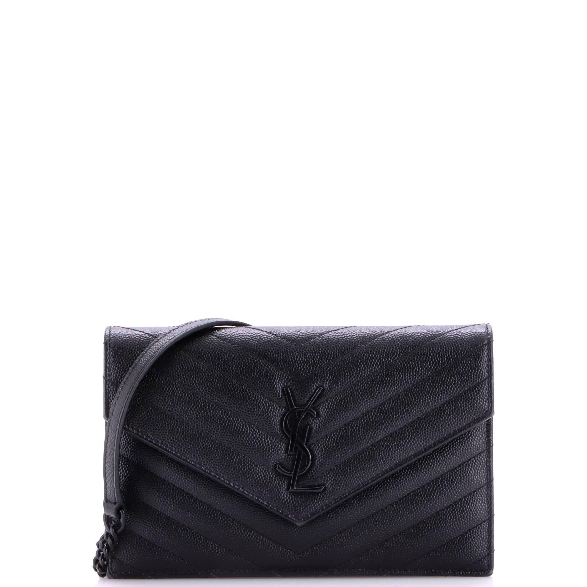 Classic Monogram Wallet on Chain Matelasse Chevron Leather Small