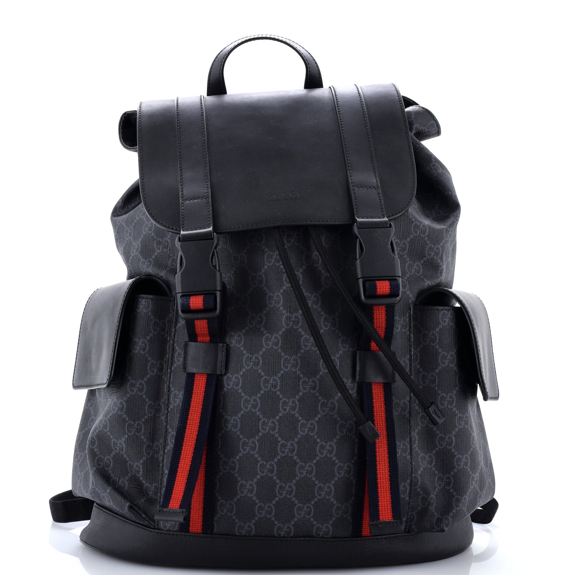 Double Pocket Buckle Backpack GG Coated Canvas Large