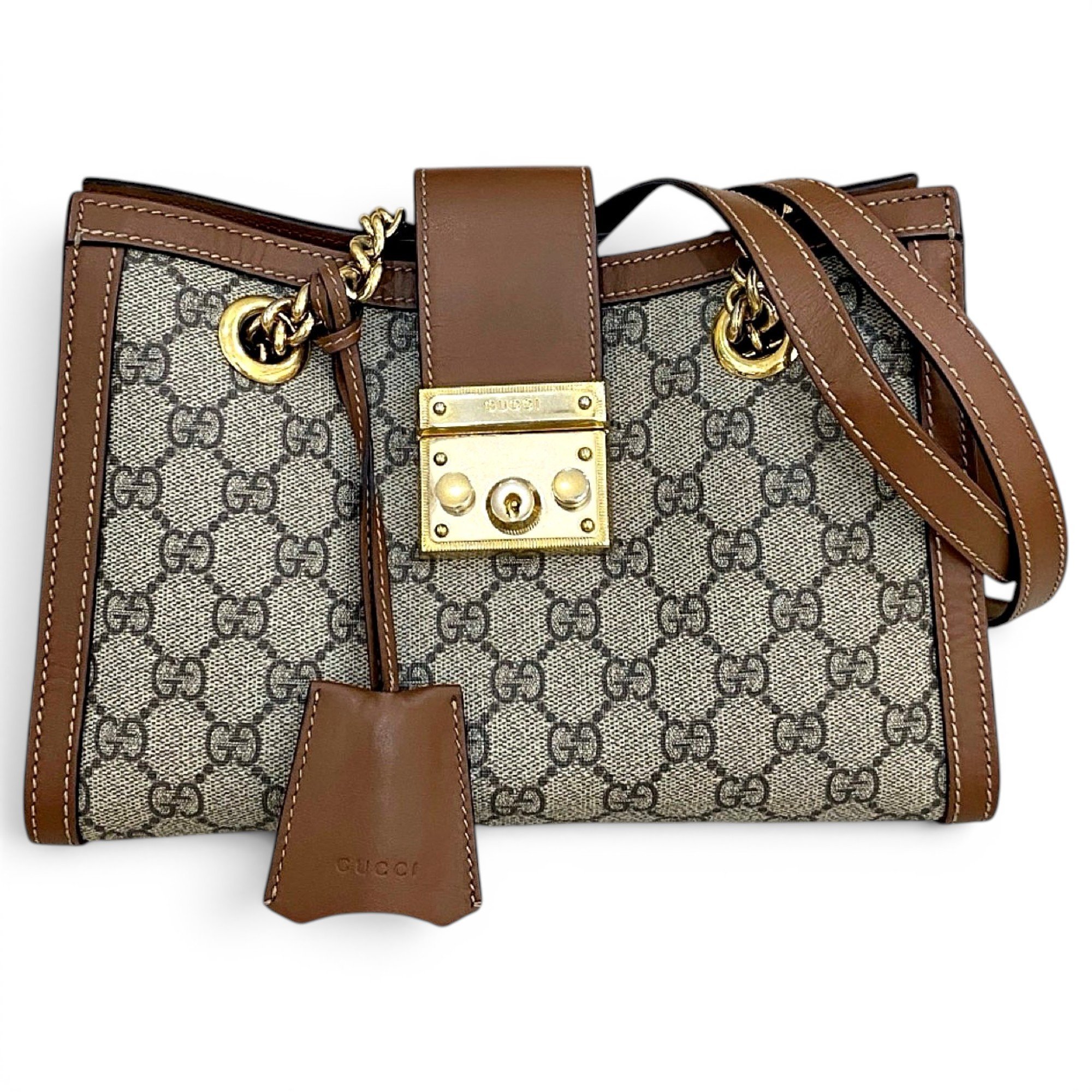 Padlock leather handbag