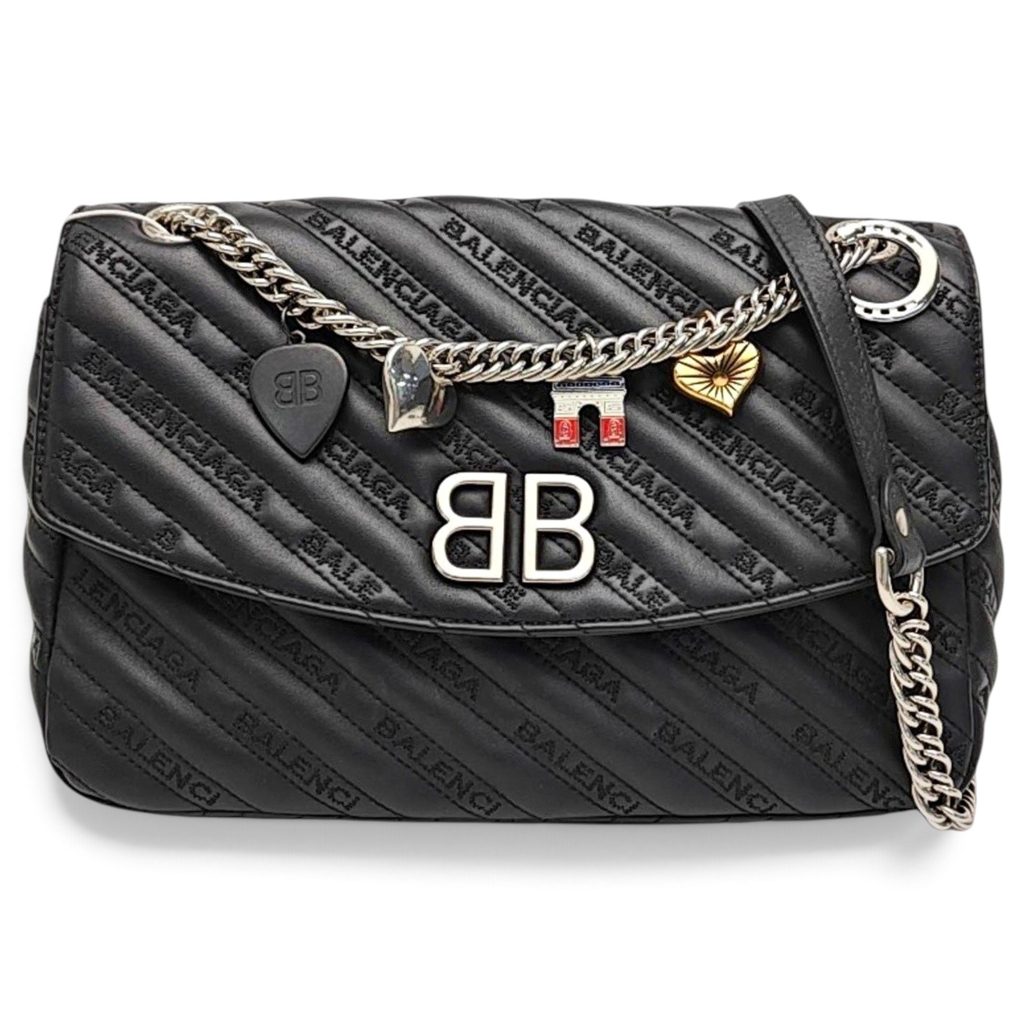 BB chain leather handbag