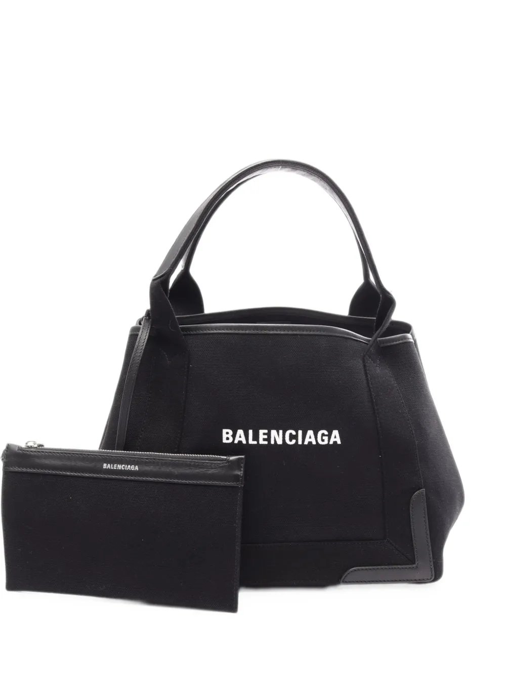 2010s Navy Cabas leather-trim tote bag