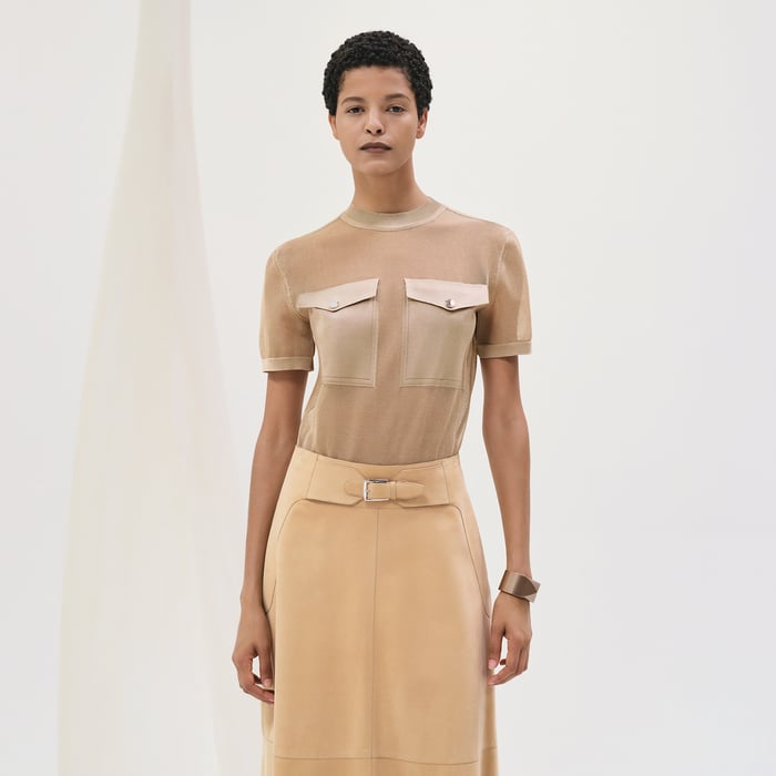 Beige Kraft Short-sleeve Body With Pockets
