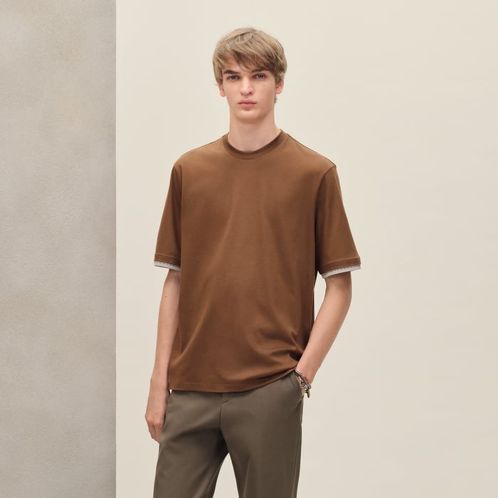 Caramel T-shirt With "Sellier" Detail
