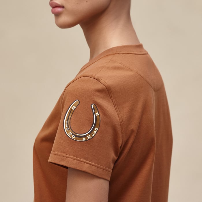 Marron Fauve Printed Straight T-shirt