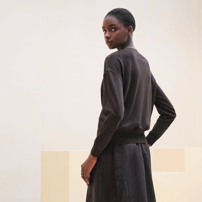 Marron Ébène "En Desordre Finesse" Long-sleeve Twillaine Sweater