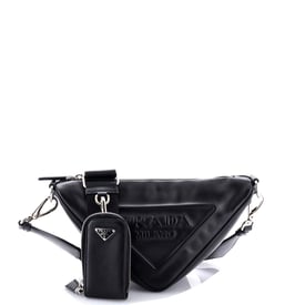 Prada Triangle Logo Zip Crossbody Bag Leather Small