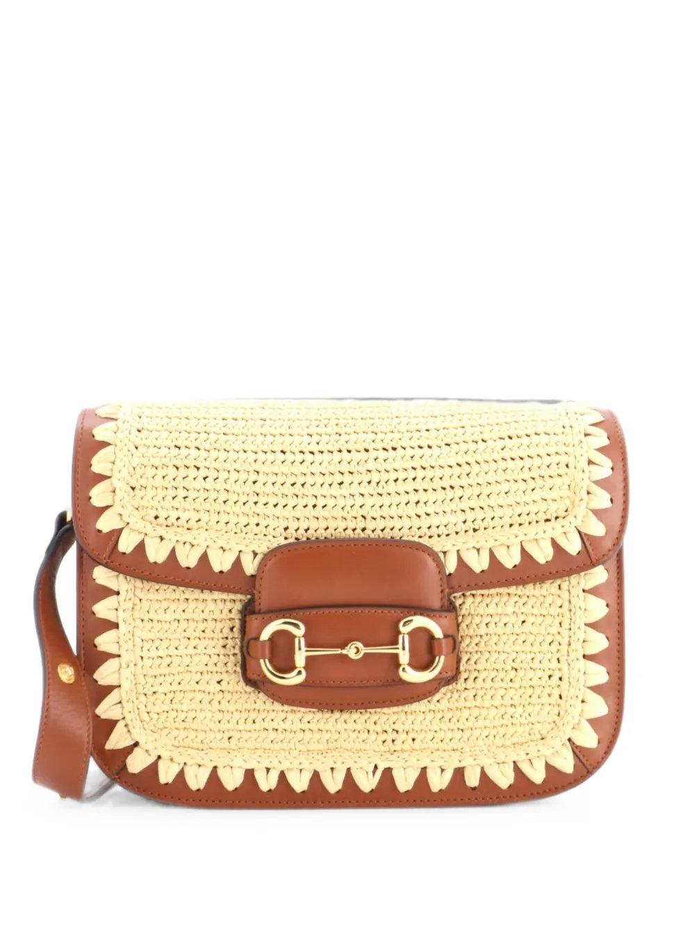 Horsebit 1955 Raffia Effect with Leather Small shoulder bag