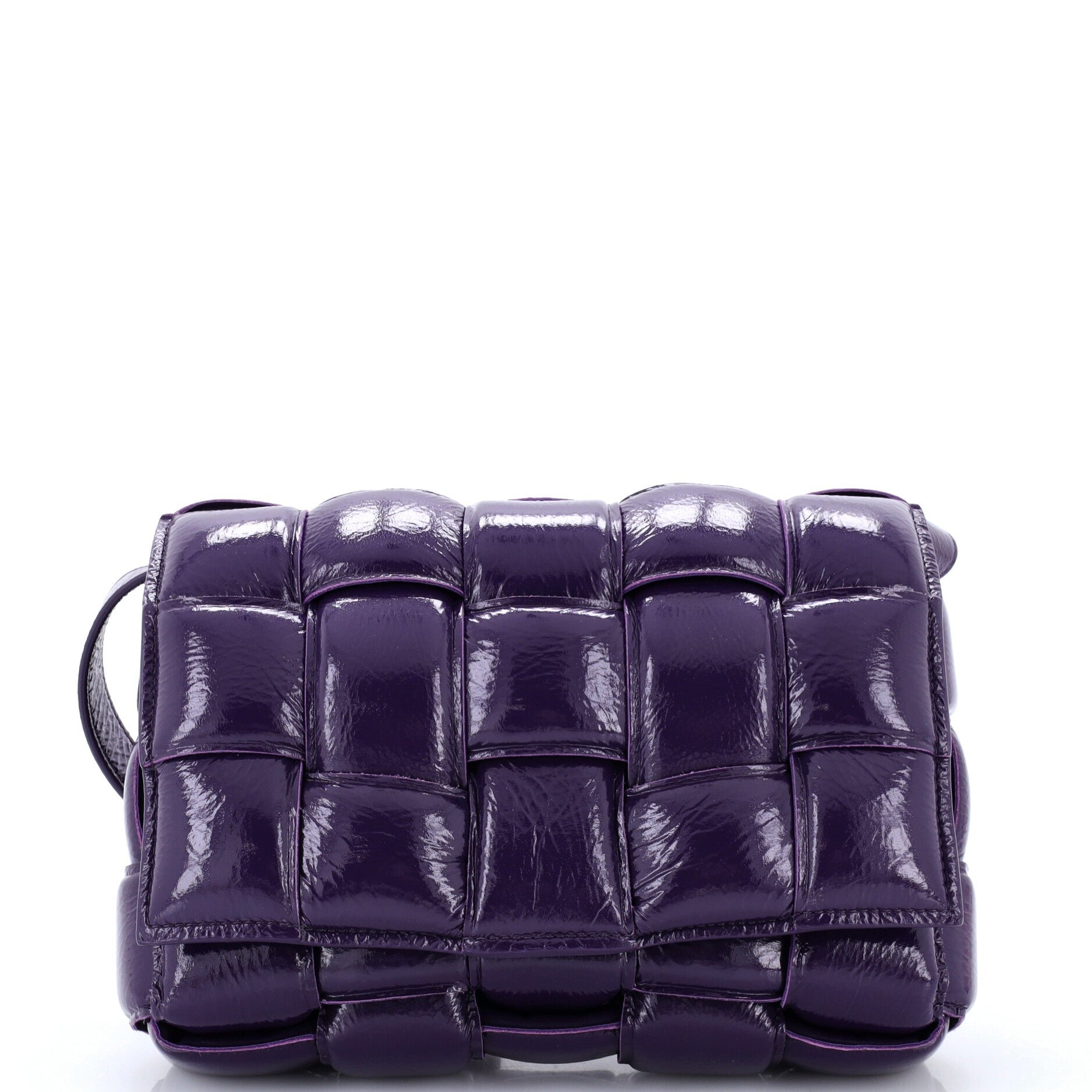 Cassette Crossbody Bag Padded Maxi Intrecciato Patent