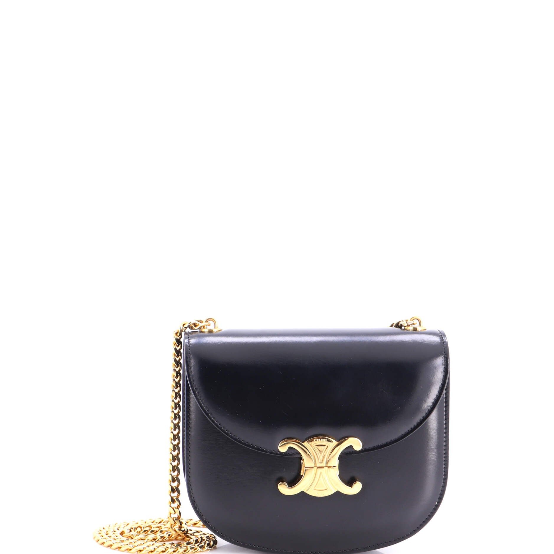 Triomphe Besace Clea Chain Flap Bag Leather