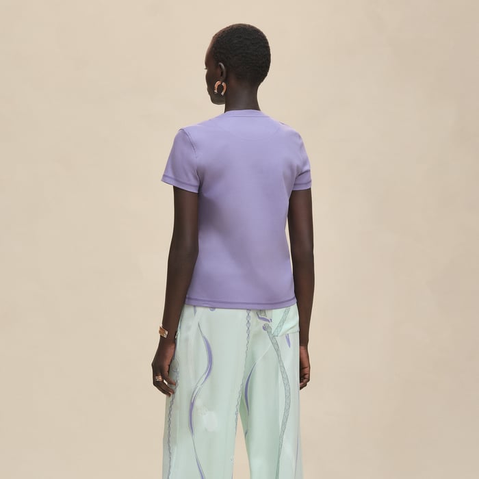 Violet Lilas Printed Straight T-shirt