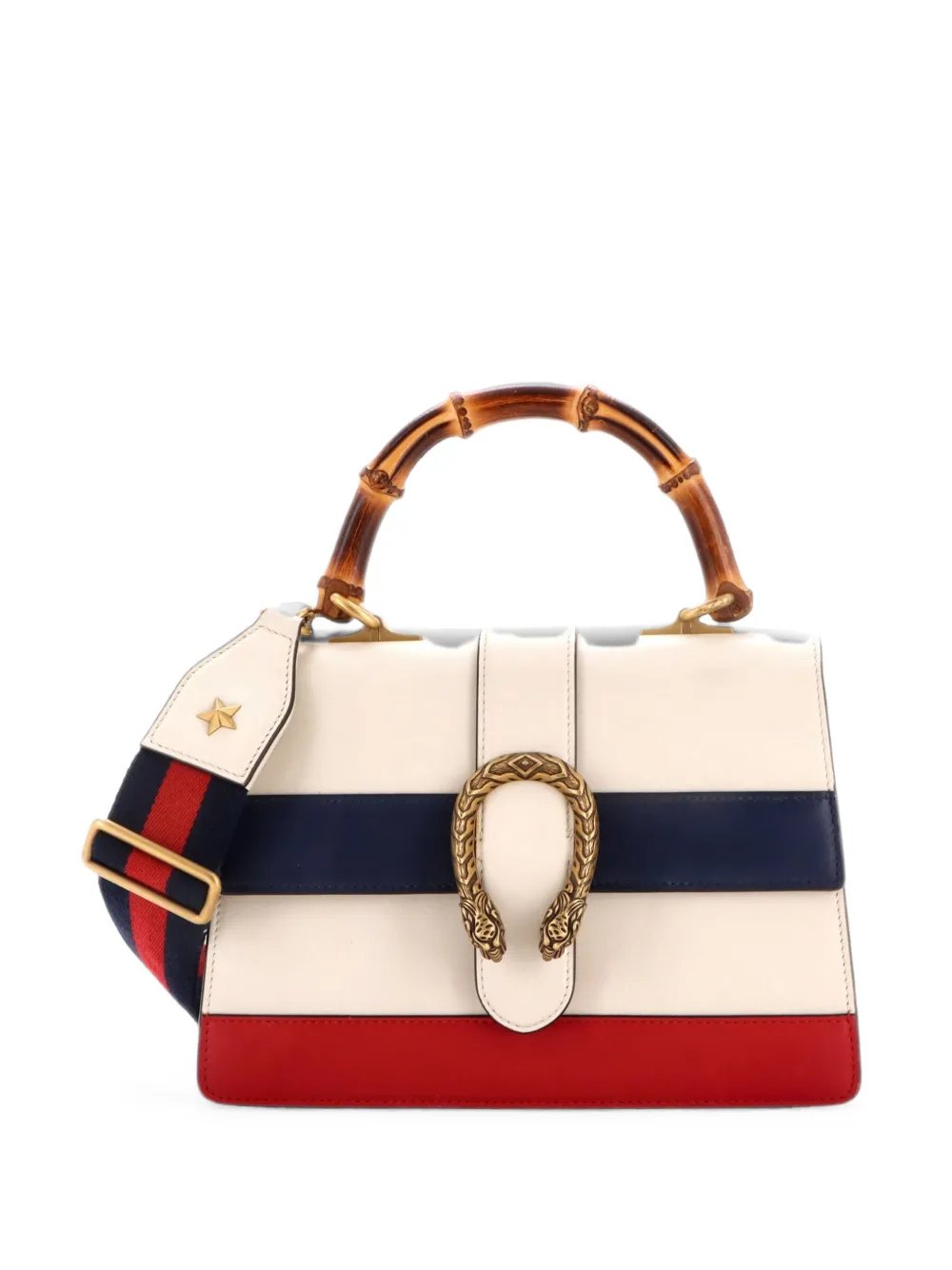 Dionysus Bamboo Top Handle Bag Colorblock Leather Medium satchel