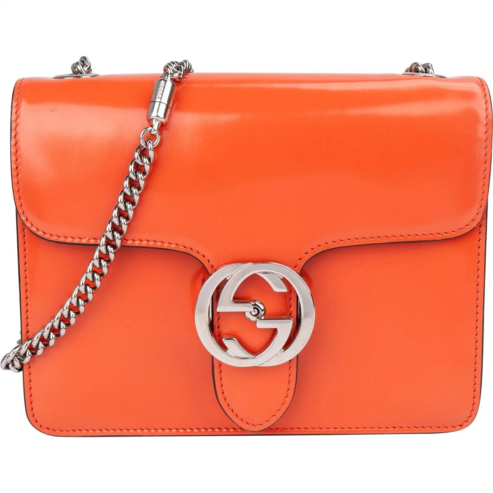 Interlocking patent leather crossbody bag
