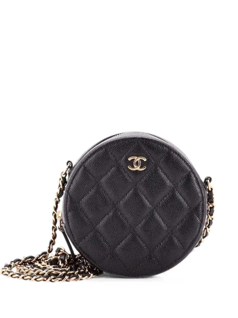 Round Clutch with Chain Quilted Caviar Mini crossbody bag