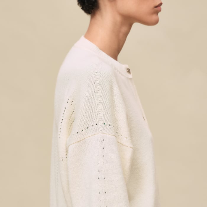 Blanc Naturel Cashmere Long-sleeve Cardigan