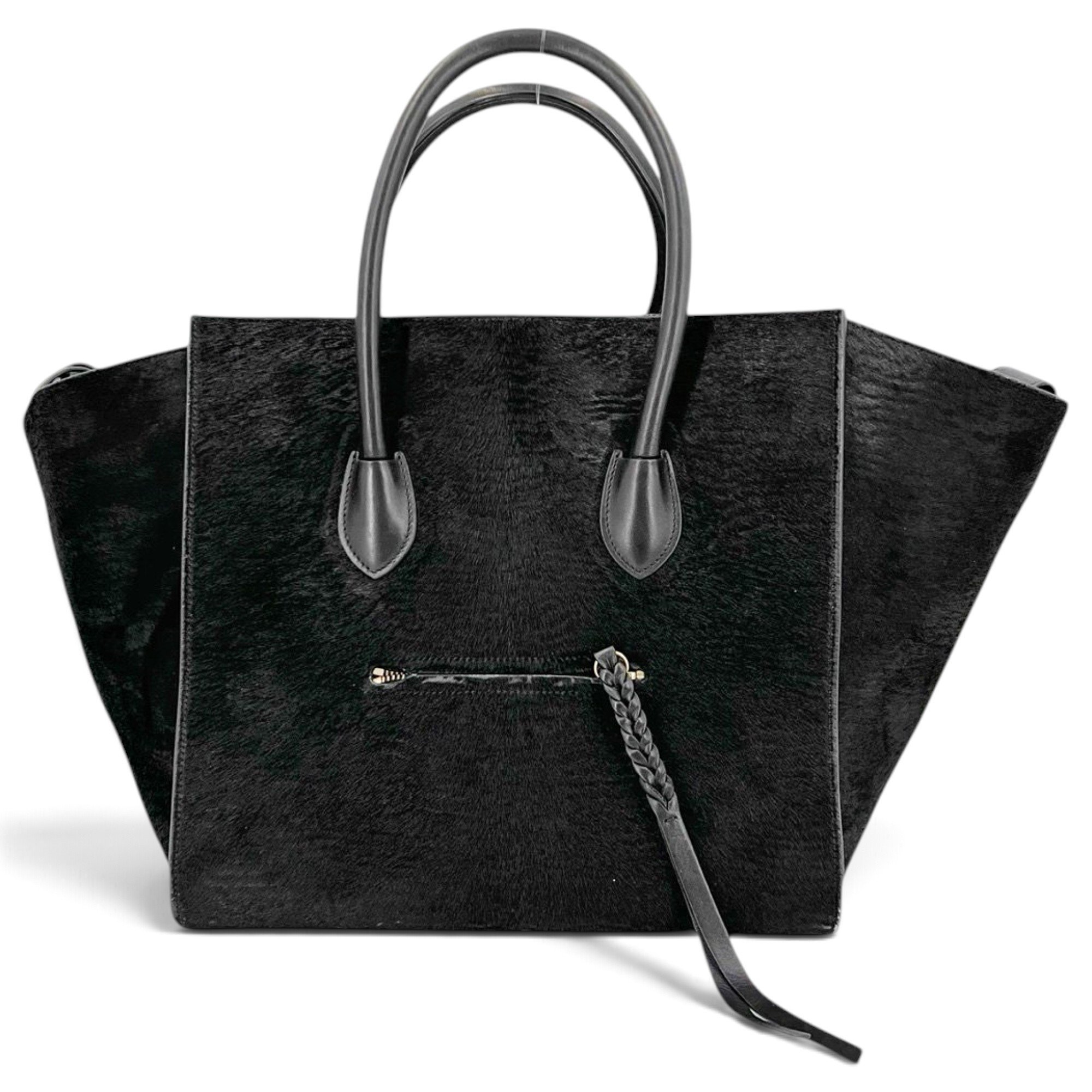 Luggage pony-style calfskin tote