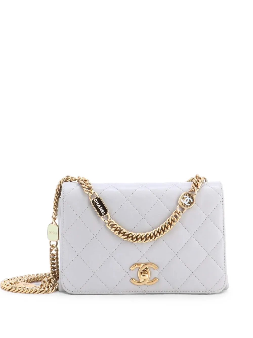 Logo Enamel Full Flap Bag Quilted Lambskin Mini shoulder bag