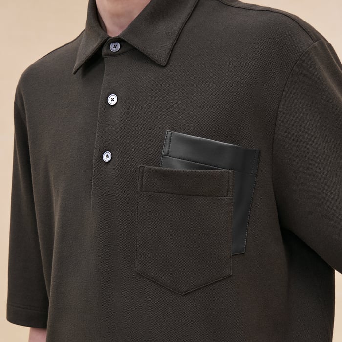 Kaki Polo Shirt With Pocket