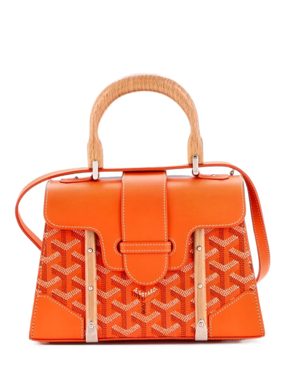 Structured Saigon Top Handle Bag Coated Canvas with Leather Mini satchel