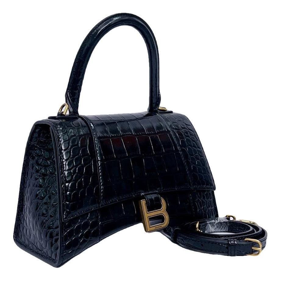 Hourglass leather handbag