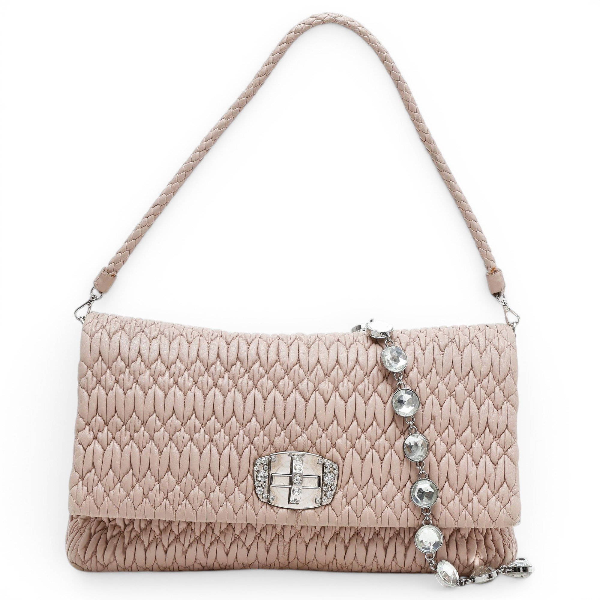 Miu Crystal leather handbag