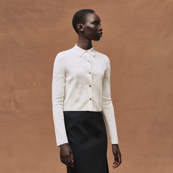 Blanc Nacre "Ferronnerie" Long-sleeve Cardigan