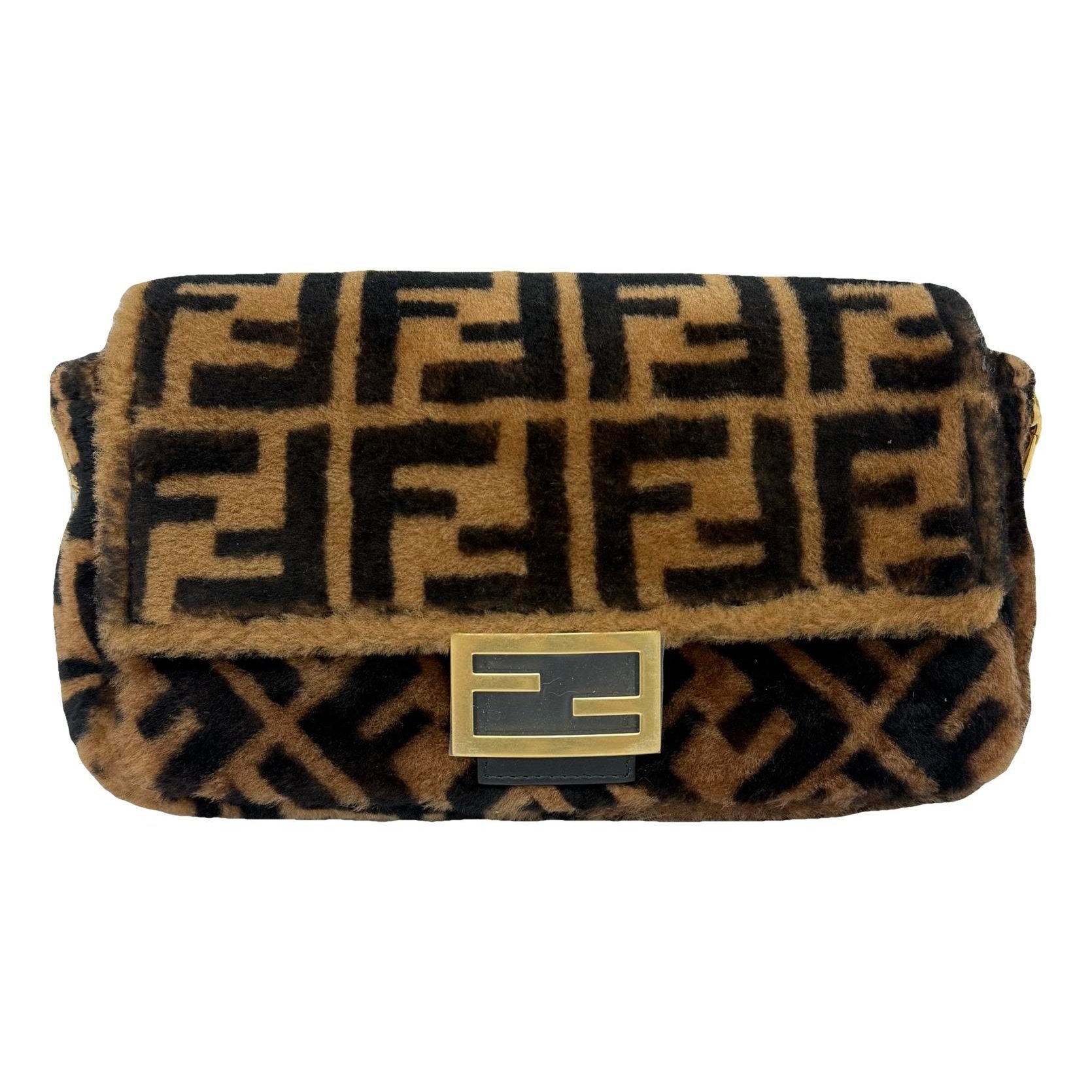 Baguette faux fur handbag