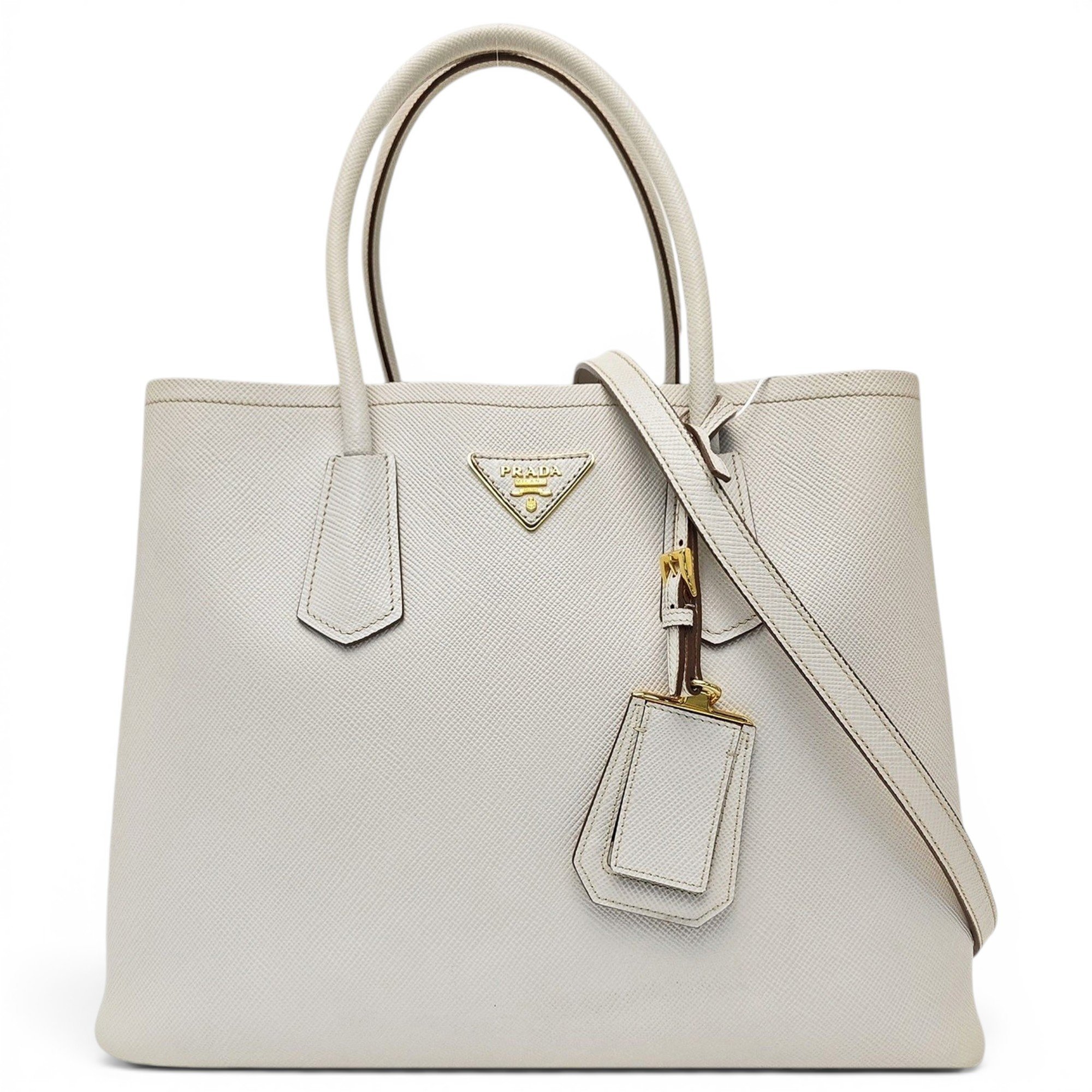 Double leather handbag