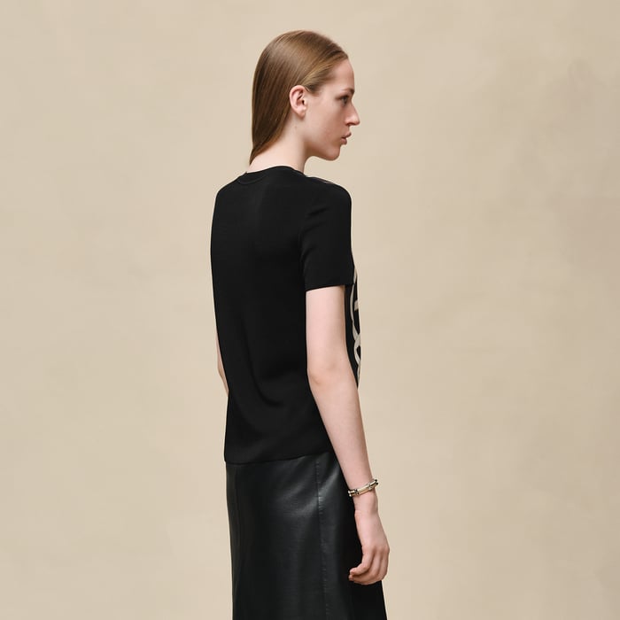 Noir "Ferronnerie Remix" Short-sleeve Twillaine Sweater