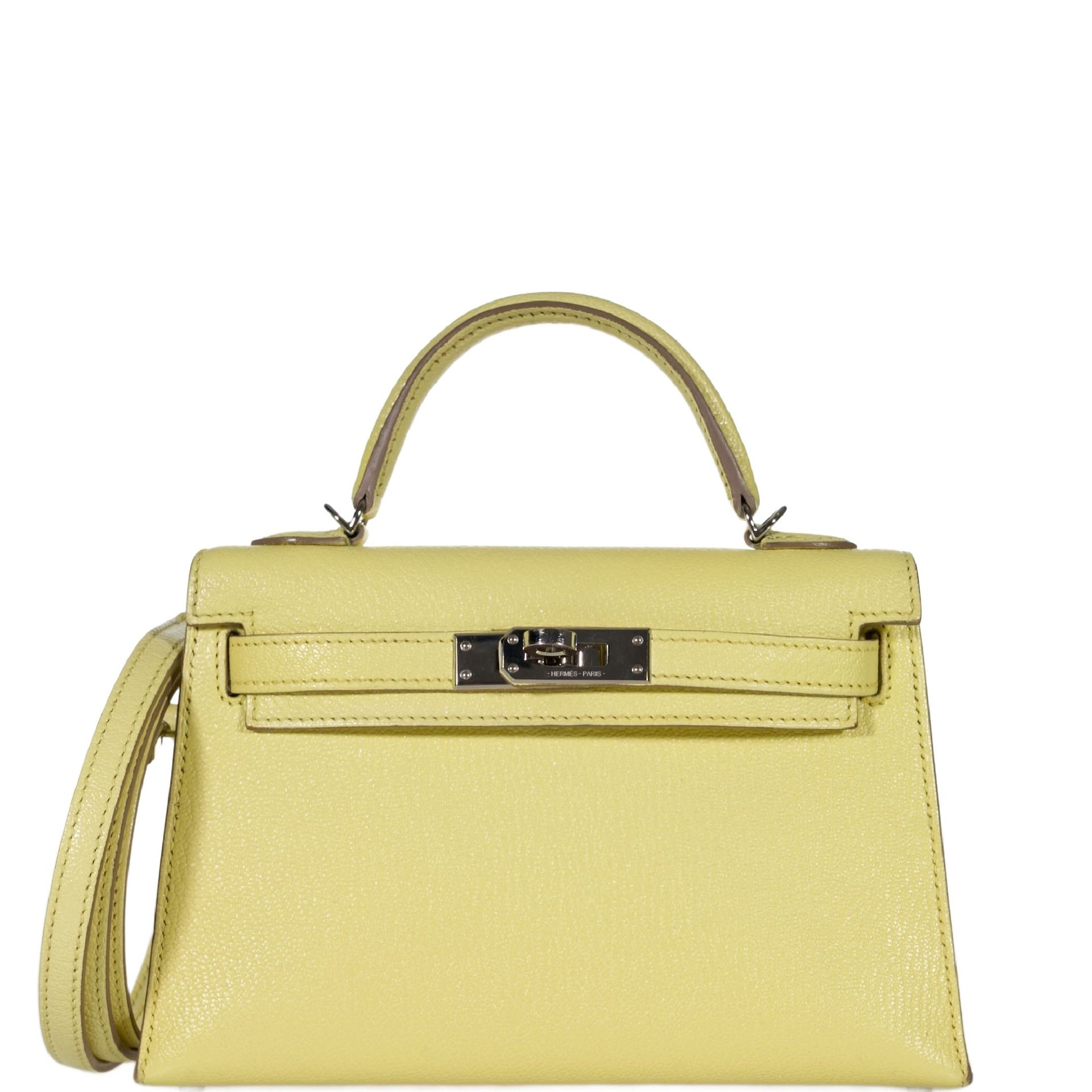 Hermes Hermès Mini Kelly Sellier 20 Limoncello Chevre with Palladium Hardware