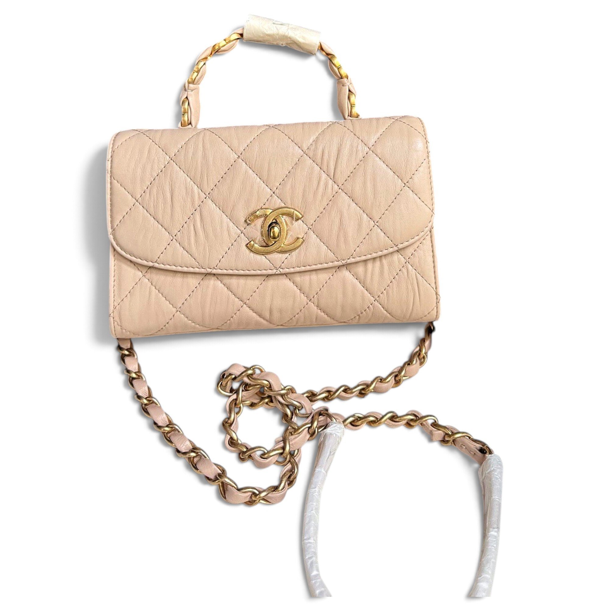 Trendy CC Top Handle leather handbag