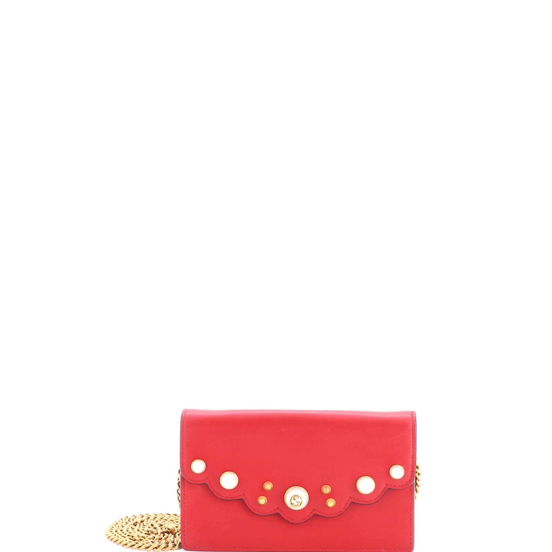 Pearly Peony Wallet on Chain Leather Mini