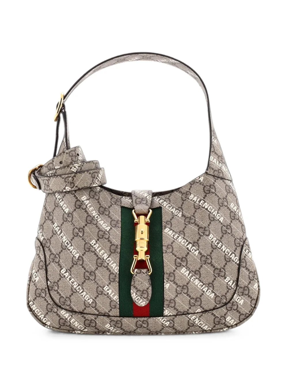 x Balenciaga The Hacker Project Jackie 1961 GG Coated Canvas Small hobo bag