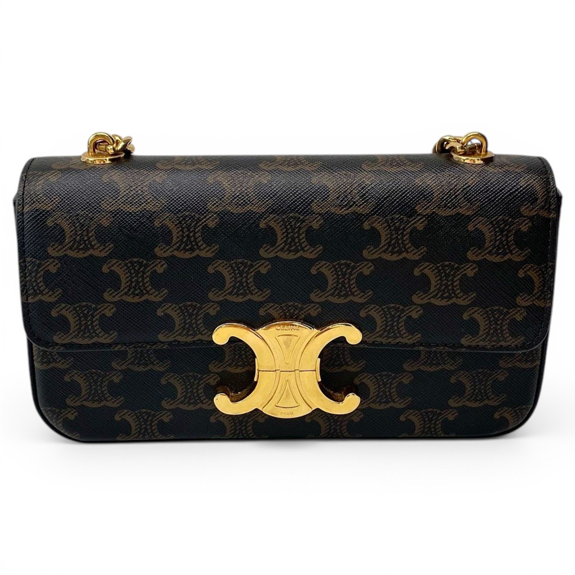 Triomphe chain leather handbag