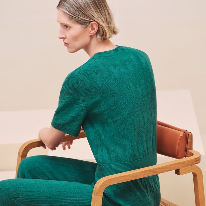 Vert Acanthe "H" Short-sleeve Sweater
