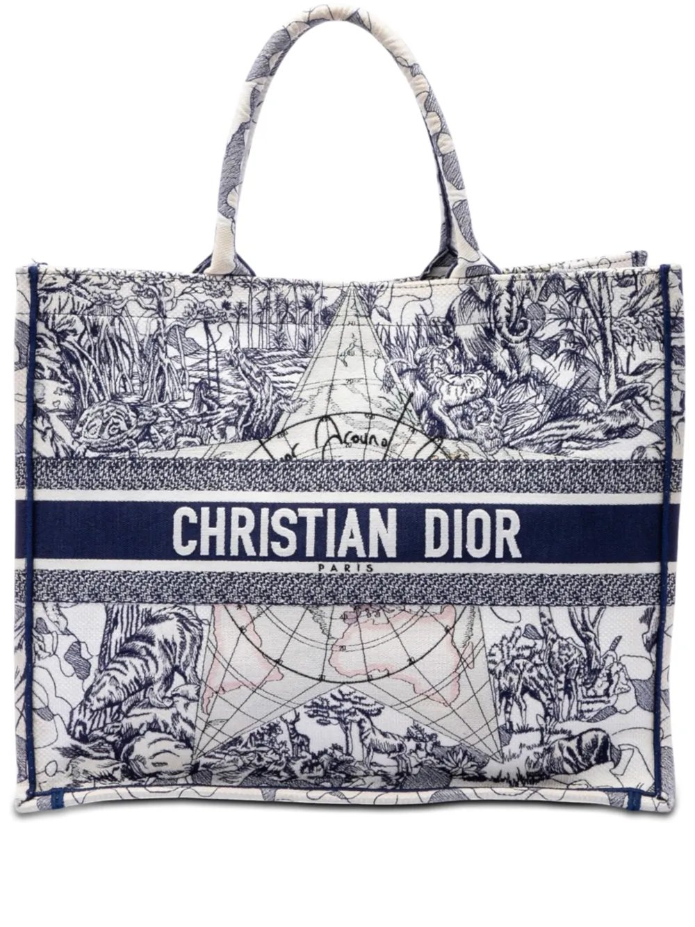 2020 Large Canvas Embroidered Around The World Book tote bag