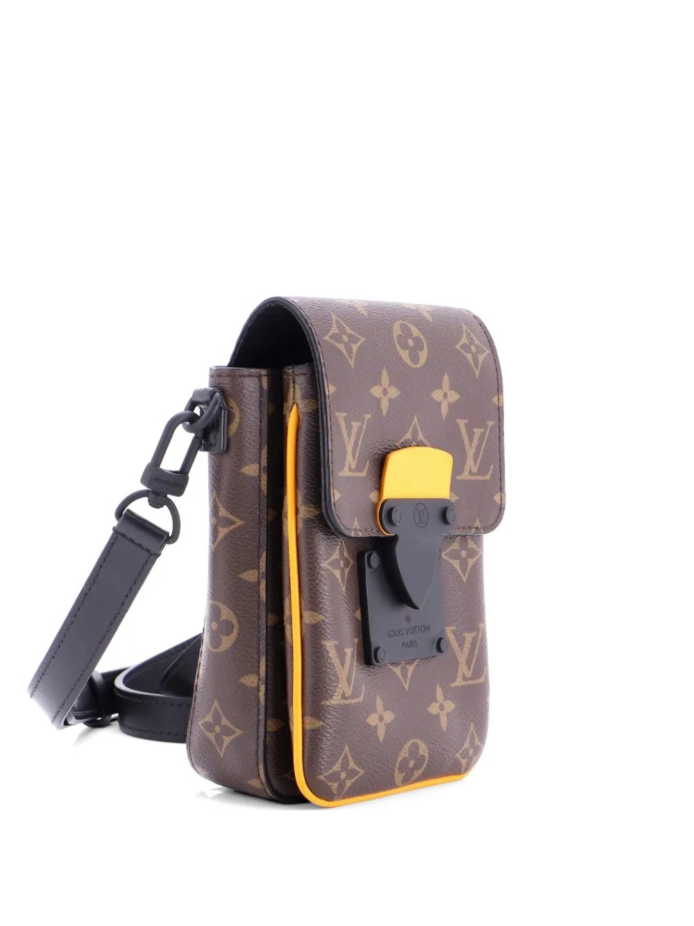 S Lock Vertical Wearable Wallet Macassar Monogram Canvas crossbody bag