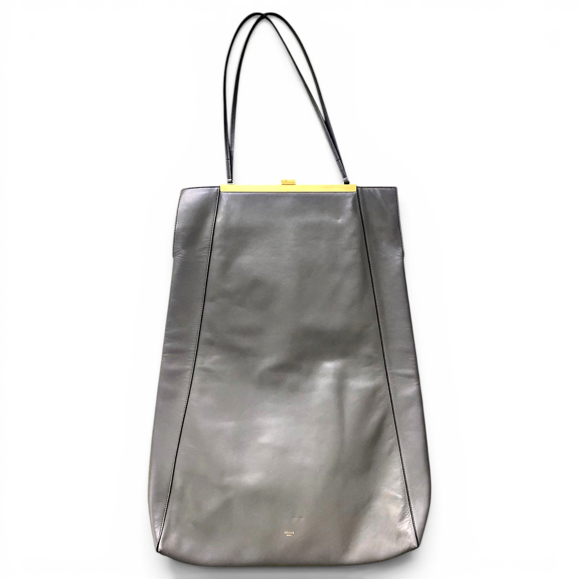 Clasp leather handbag