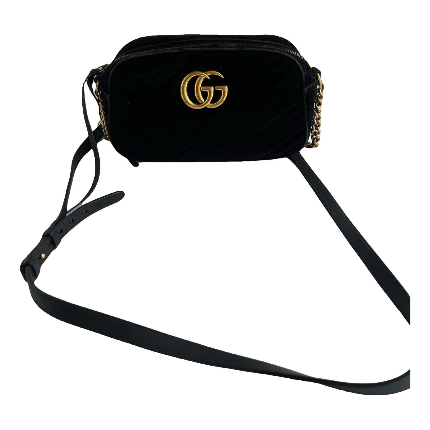 Pearly GG Marmont velvet crossbody bag