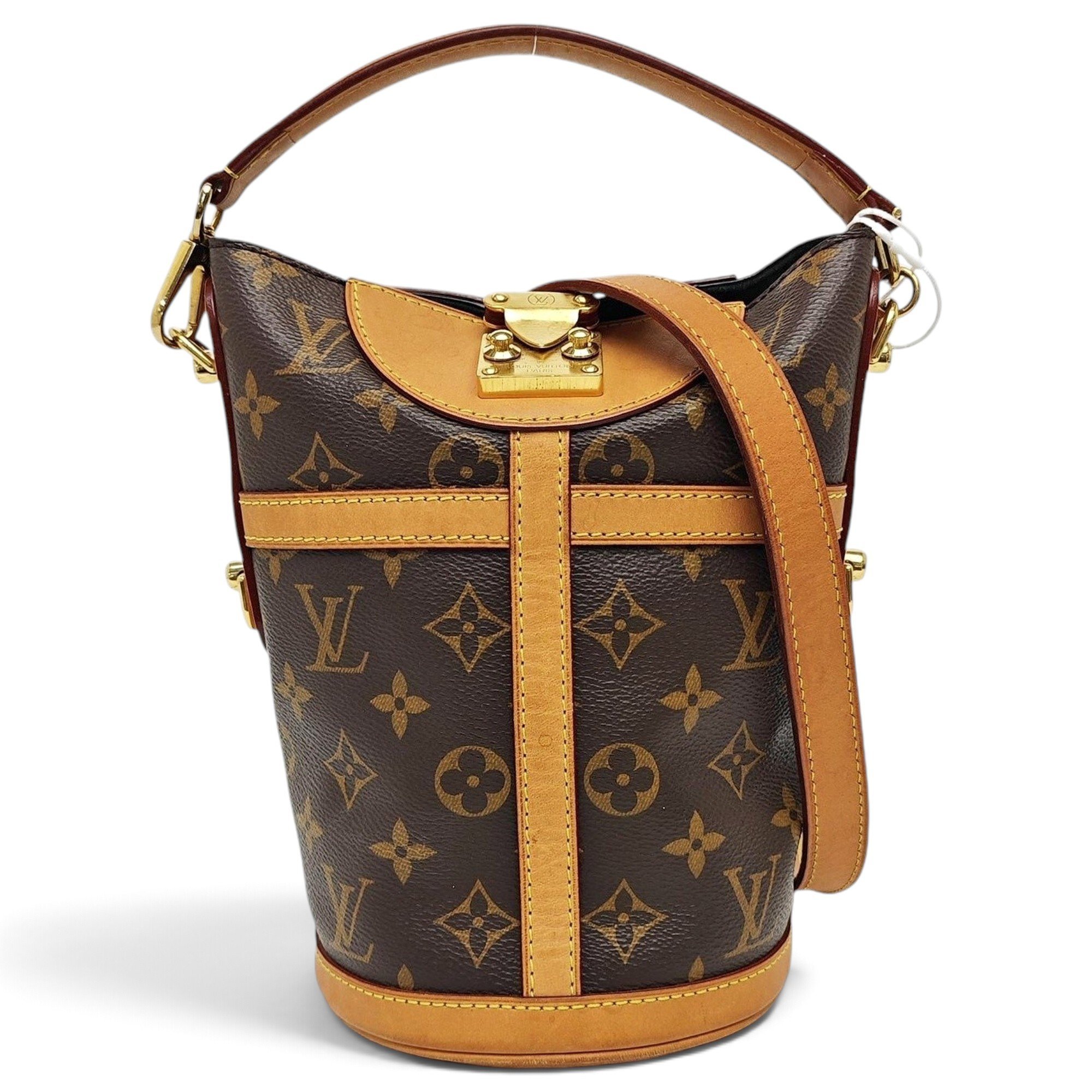 Duffle leather handbag