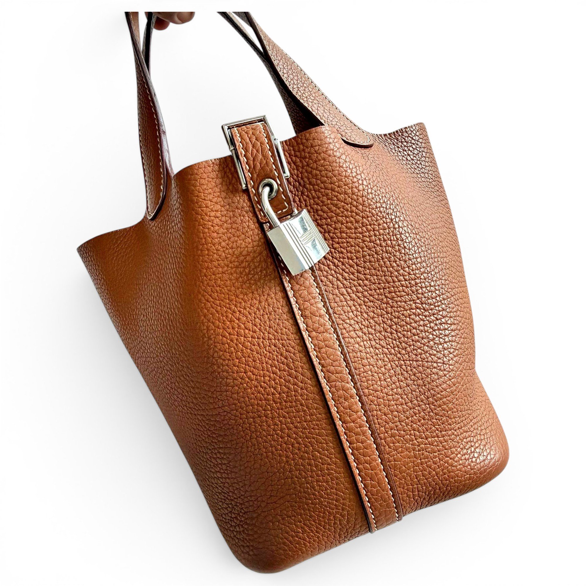 Picotin leather tote