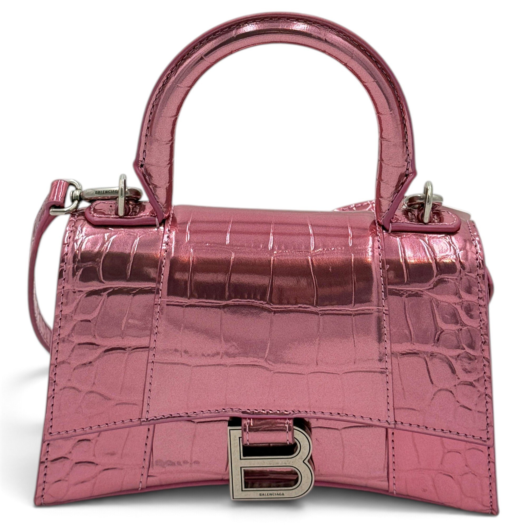 Hourglass leather handbag