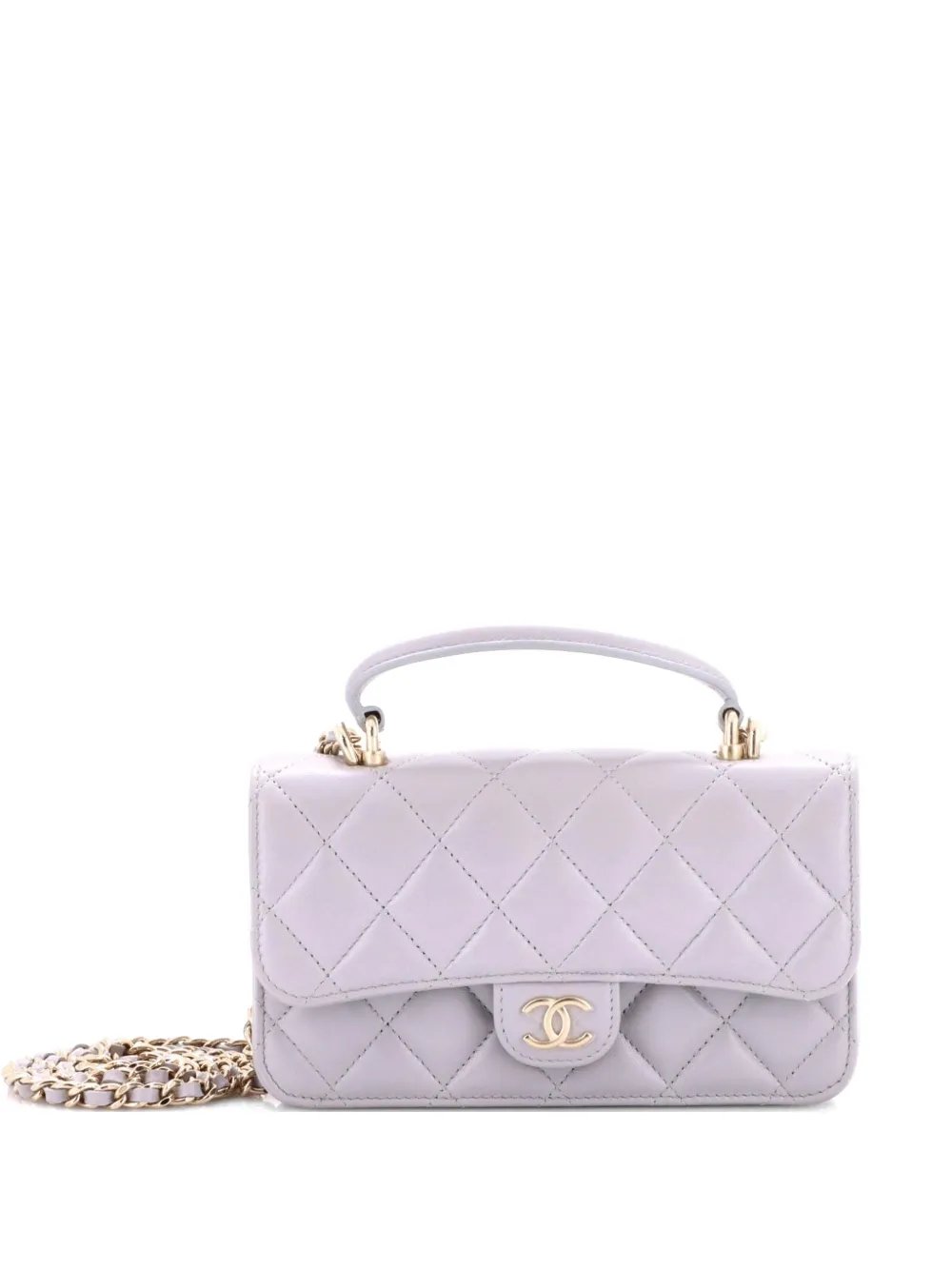 Classic Top Handle Flap Phone Holder with Chain Quilted Lambskin crossbody bag