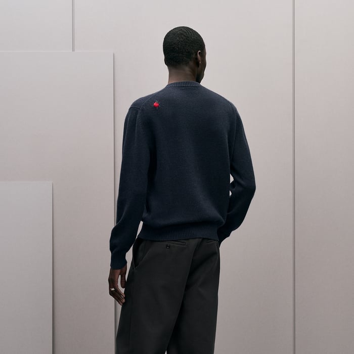 Marine "Broderie Coccinelle" Crewneck Cashmere Sweater