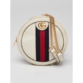 Gucci White Leather Ophidia Vintage Web Circle Backpack Bag