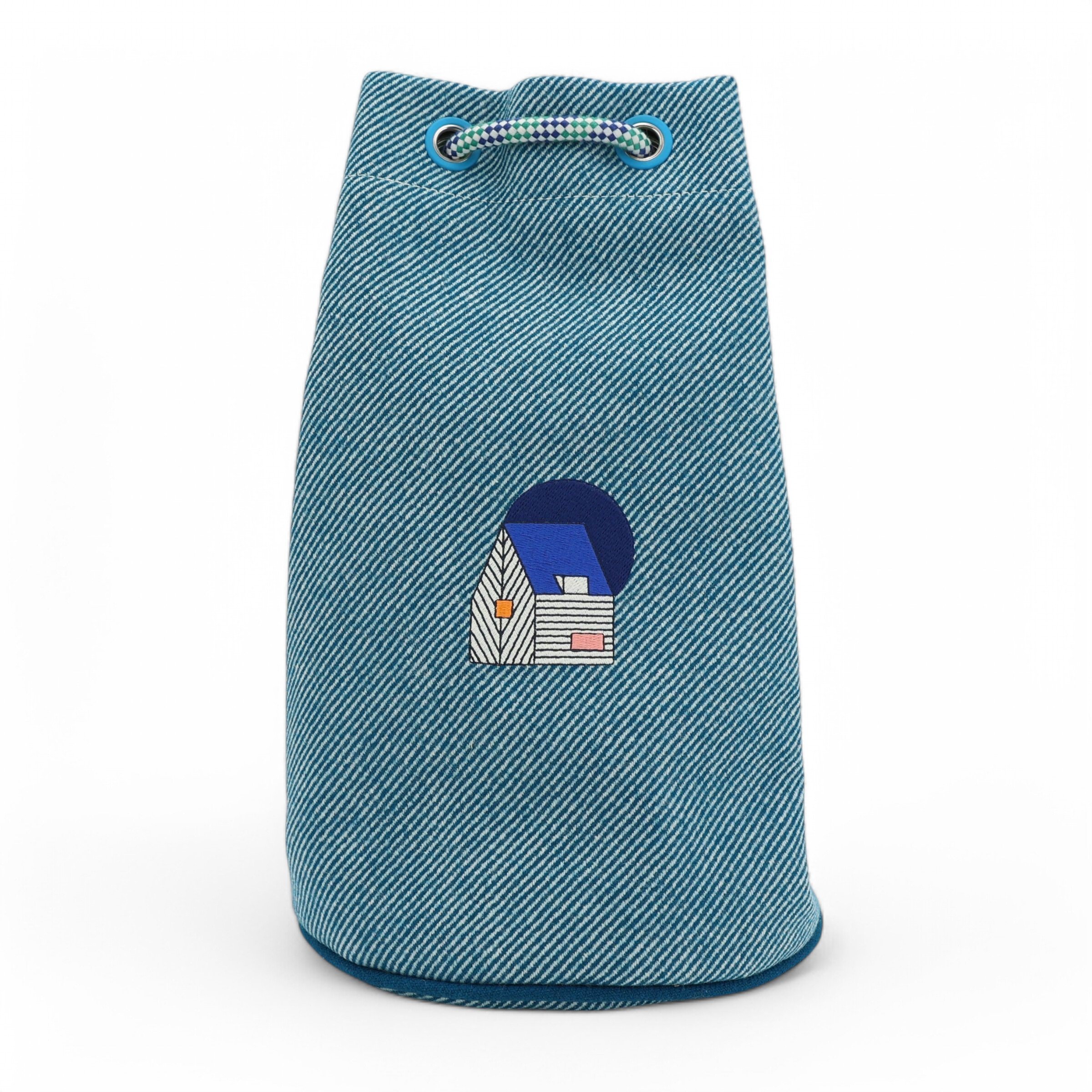 Brand New ( Rank N ) HERMÈS Les Cabanes duffle bag Bleu Paon (7F) Canvas