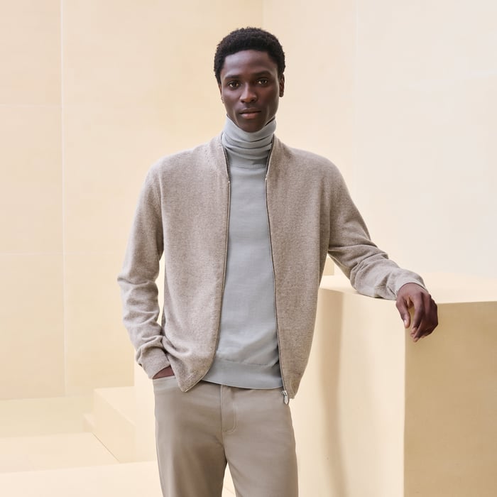 Tourbe Cashmere "Double Cotes H" Zipped Jacket