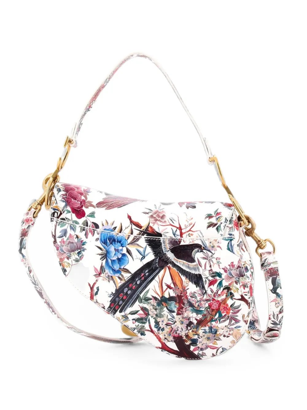 Saddle Handbag with Strap Printed Leather Medium shoulder bag
